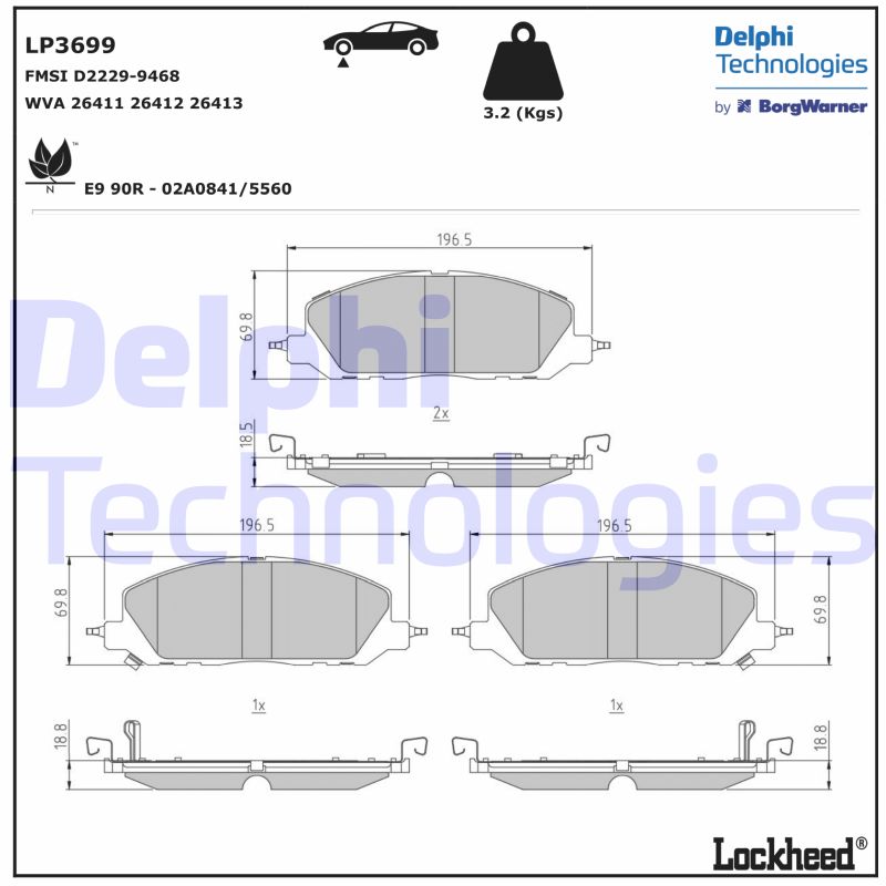 Set placute frana,frana disc LP3699 DELPHI