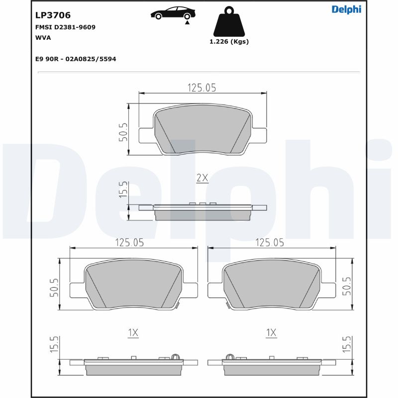 set placute frana,frana disc LP3706 DELPHI