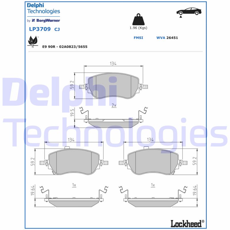 Set placute frana,frana disc LP3709 DELPHI