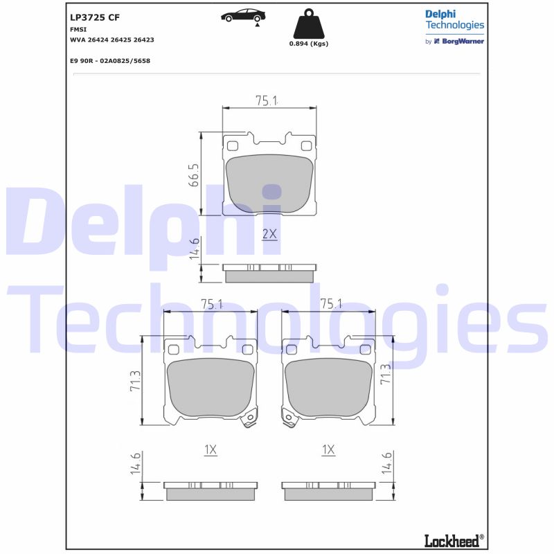 Set placute frana,frana disc LP3725 DELPHI