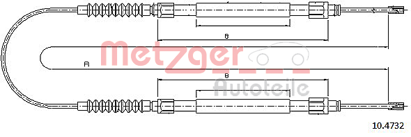 Cablu, frana de parcare 10.4732 METZGER