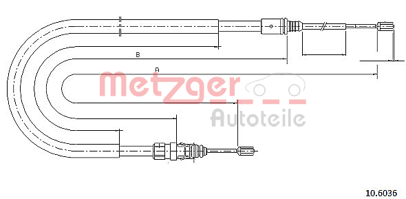 Cablu, frana de parcare 10.6036 METZGER