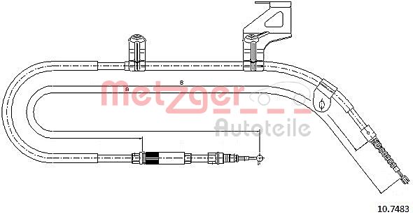 Cablu, frana de parcare 10.7483 METZGER