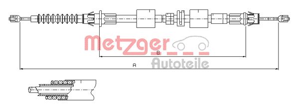 Cablu, frana de parcare 11.5508 METZGER