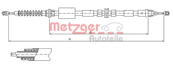 Cablu, frana de parcare 11.5511 METZGER