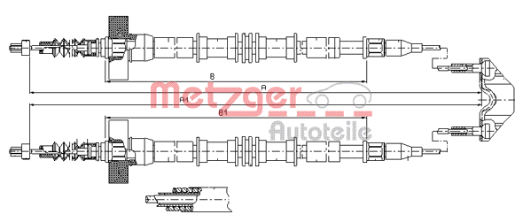 Cablu, frana de parcare 11.5859 METZGER