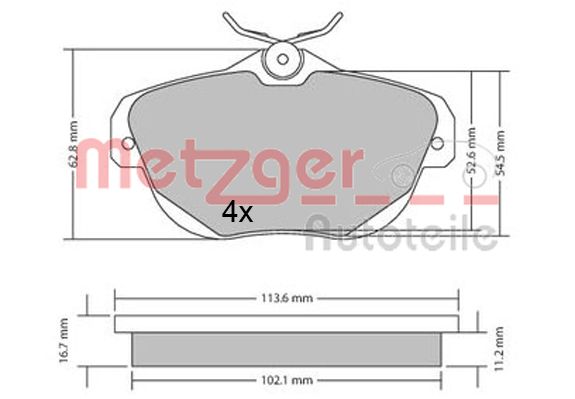 Set placute frana,frana disc 1170653 METZGER