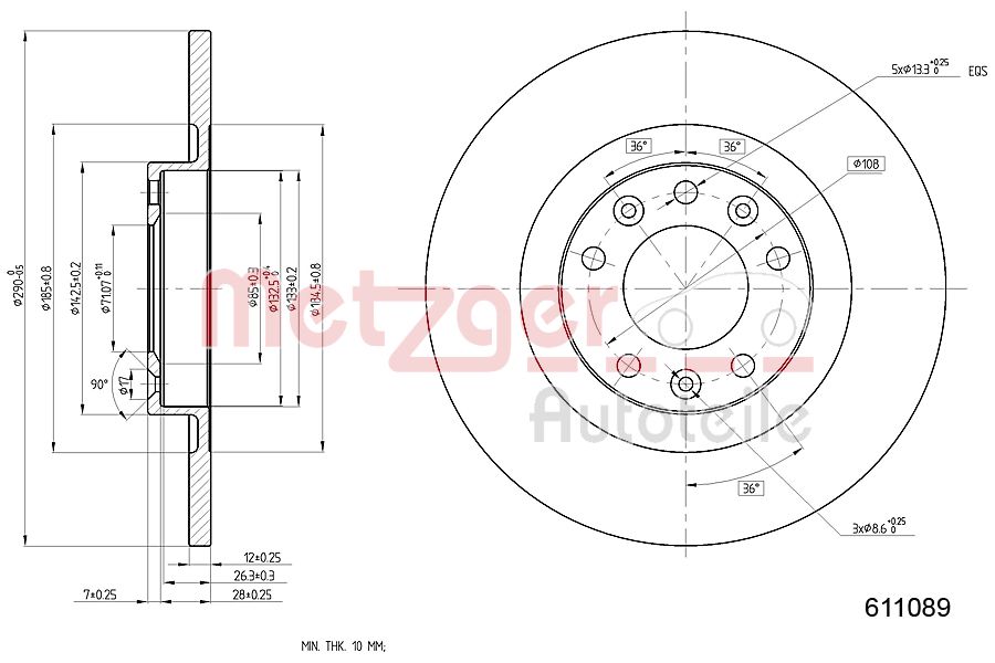 Disc frana 6110890 METZGER