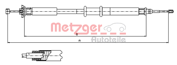 Cablu, frana de parcare 631.20 METZGER