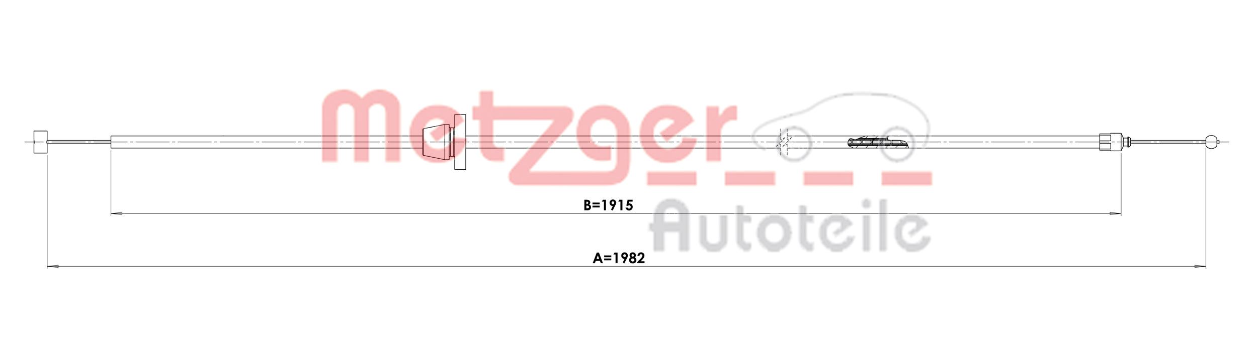 Cablu, capota motor 3160038 METZGER