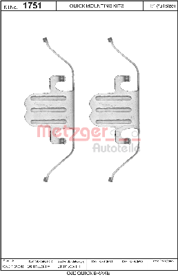 Set accesorii, placute frana 109-1751 METZGER