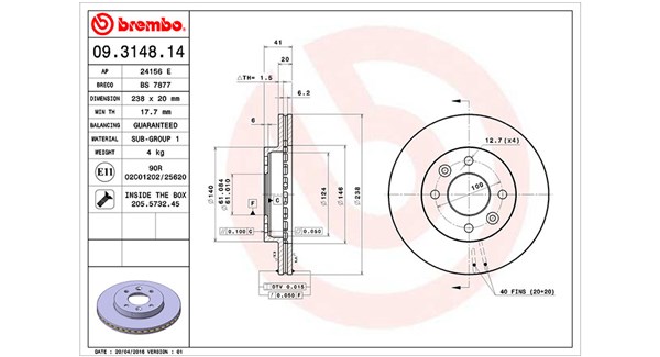 Disc frana 360406042400 MAGNETI MARELLI