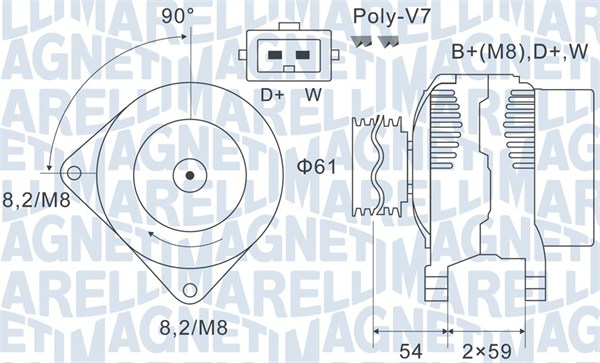 Generator / Alternator 063731143010 MAGNETI MARELLI