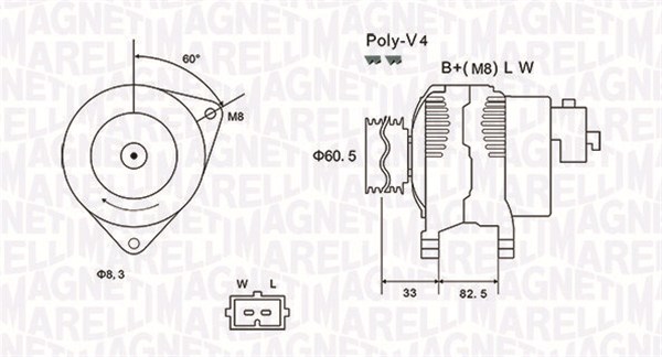 Generator / Alternator 063731317010 MAGNETI MARELLI