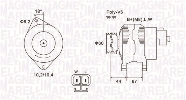 Generator / Alternator 063731526010 MAGNETI MARELLI