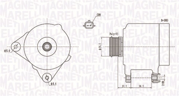 Generator / Alternator 063731860010 MAGNETI MARELLI