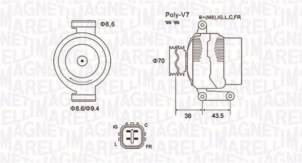 Generator / Alternator 063731980010 MAGNETI MARELLI