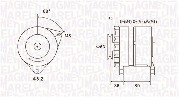 Generator / Alternator 063735060010 MAGNETI MARELLI