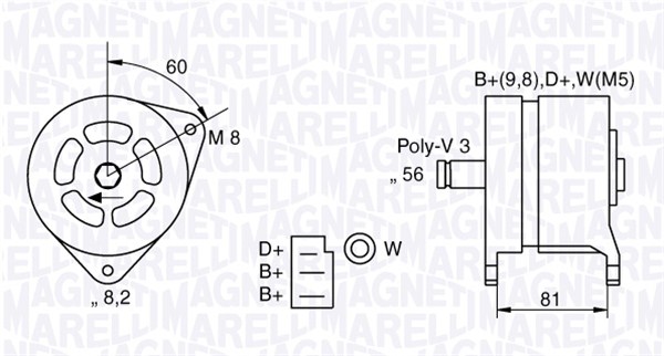 Generator / Alternator 063324145010 MAGNETI MARELLI