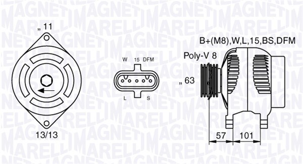 Generator / Alternator 063536550080 MAGNETI MARELLI