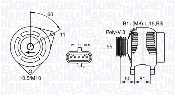 Generator / Alternator 063536550050 MAGNETI MARELLI