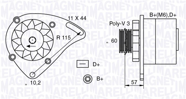 Generator / Alternator 063321173010 MAGNETI MARELLI
