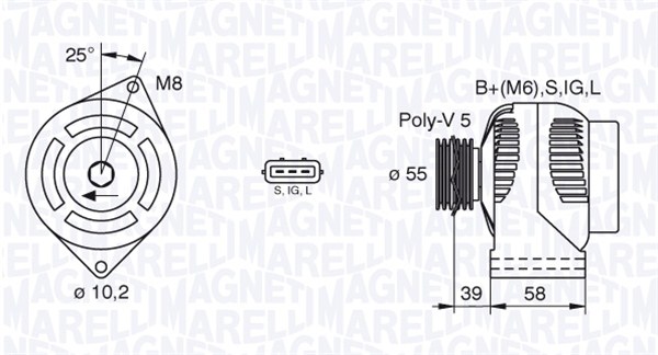 Generator / Alternator 063377437010 MAGNETI MARELLI