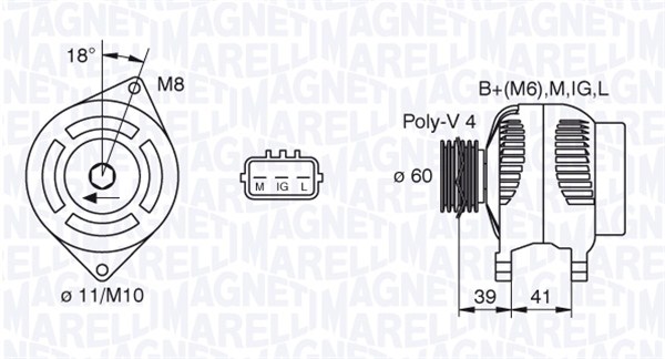 Generator / Alternator 063377438010 MAGNETI MARELLI