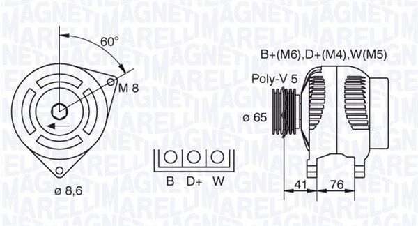Generator / alternator 063341695010 MAGNETI MARELLI