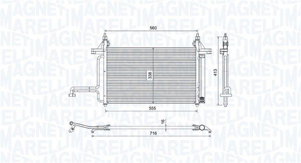 Condensator, climatizare 350203732000 MAGNETI MARELLI