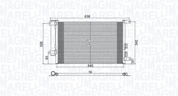 Condensator, climatizare 350203733000 MAGNETI MARELLI