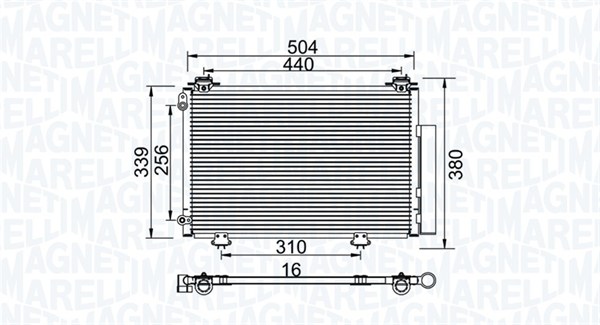 Condensator, climatizare 350203736000 MAGNETI MARELLI