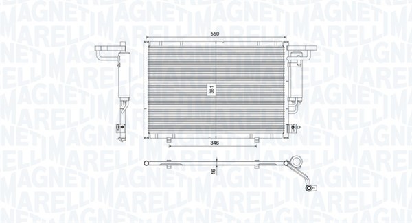 Condensator, climatizare 350203754000 MAGNETI MARELLI
