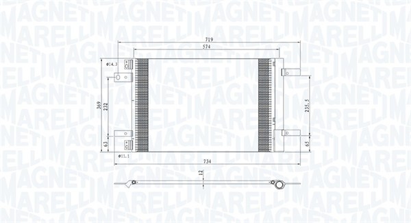 Condensator, climatizare 350203766000 MAGNETI MARELLI