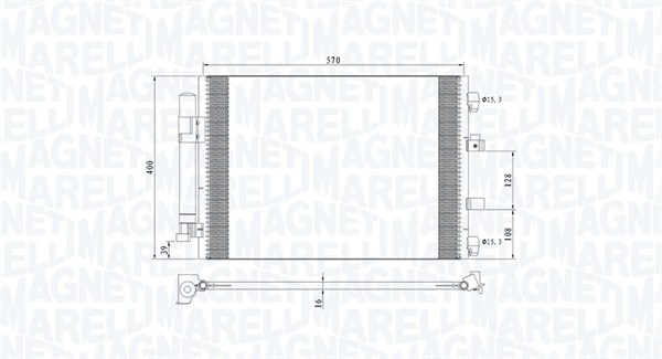 Condensator, climatizare 350203773000 MAGNETI MARELLI