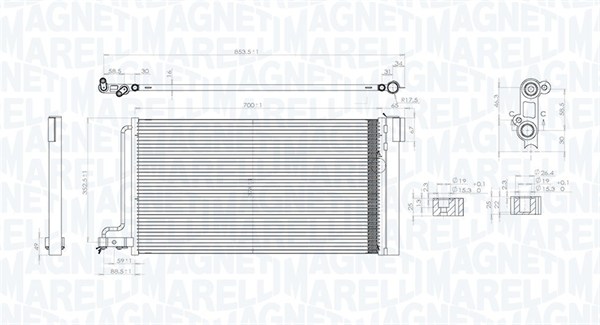 Condensator, climatizare 350203796000 MAGNETI MARELLI