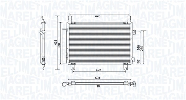 Condensator, climatizare 350203798000 MAGNETI MARELLI