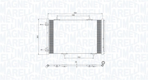 Condensator, climatizare 350203812000 MAGNETI MARELLI