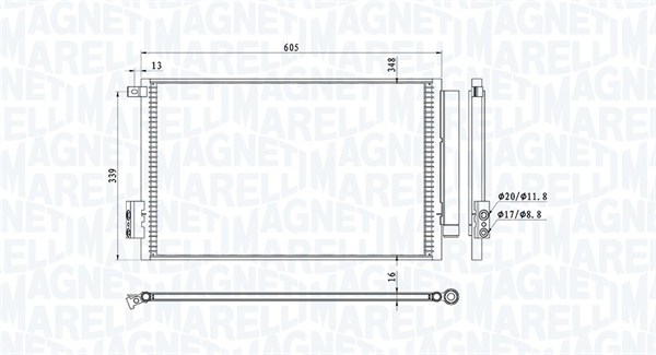 Condensator, climatizare 350203814000 MAGNETI MARELLI