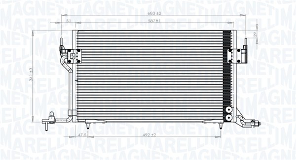 Condensator, climatizare 350203838000 MAGNETI MARELLI