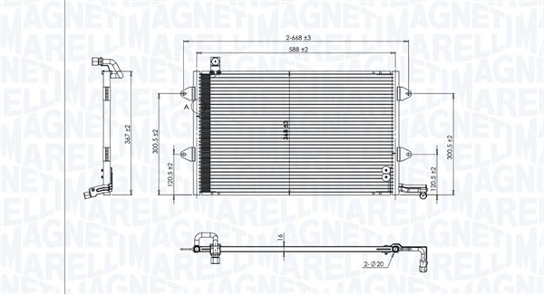 Condensator, climatizare 350203840000 MAGNETI MARELLI