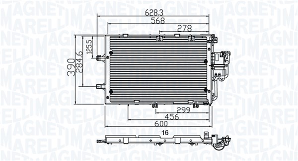 Condensator, climatizare 350203891000 MAGNETI MARELLI