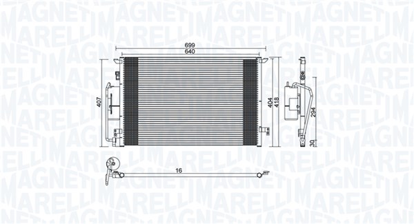 Condensator, climatizare 350203892000 MAGNETI MARELLI