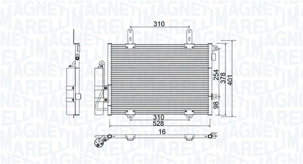 Condensator, climatizare 350203905000 MAGNETI MARELLI