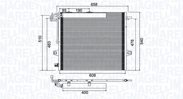 Condensator, climatizare 350203947000 MAGNETI MARELLI
