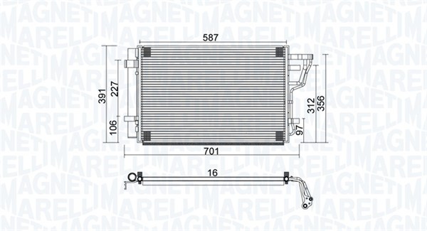 Condensator, climatizare 350203951000 MAGNETI MARELLI