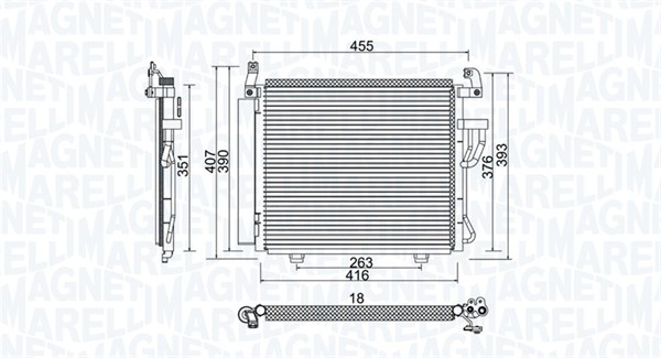 Condensator, climatizare 350203975000 MAGNETI MARELLI