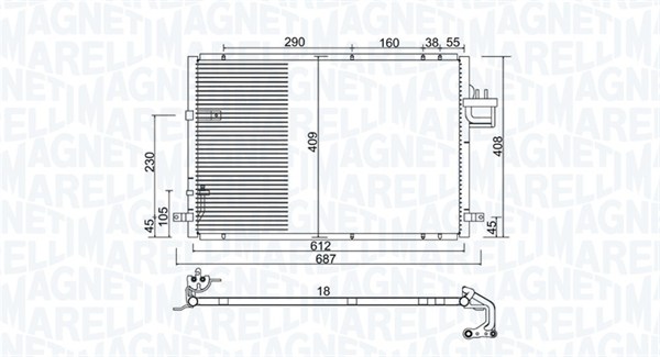 Condensator, climatizare 350203979000 MAGNETI MARELLI