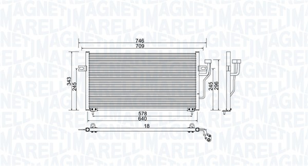 Condensator, climatizare 350203986000 MAGNETI MARELLI