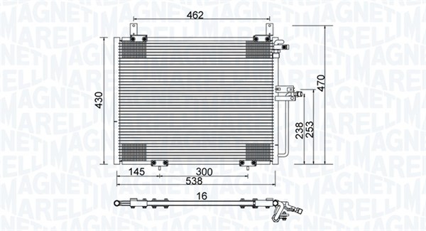 Condensator, climatizare 350203988000 MAGNETI MARELLI